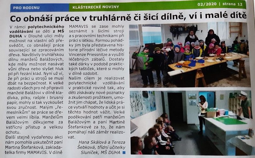 Co obnáší práce v šicí dílně, ví i malé dítě aneb MŠ v Mamavisu
